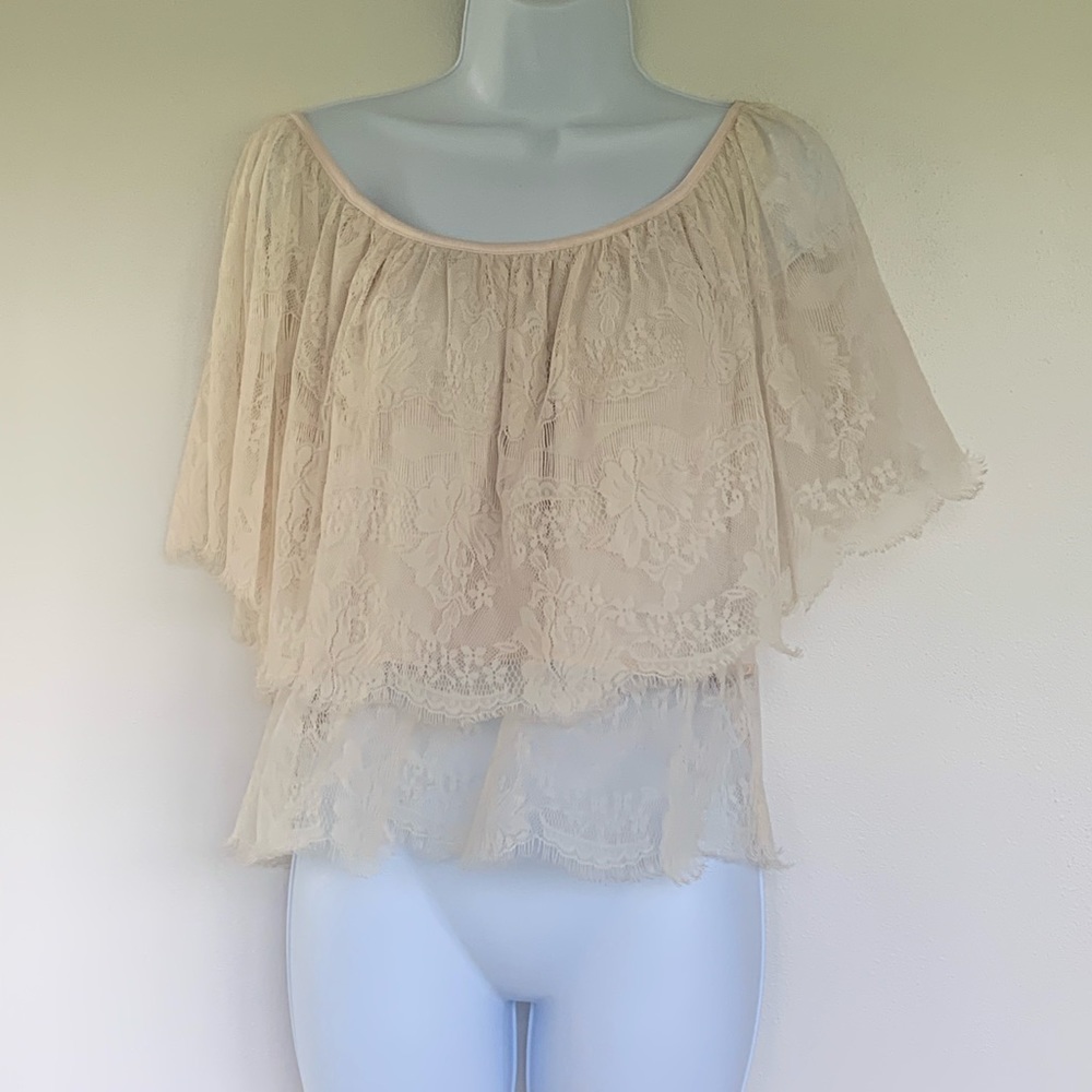 Grass Collection Size M Pink Lace Shirt